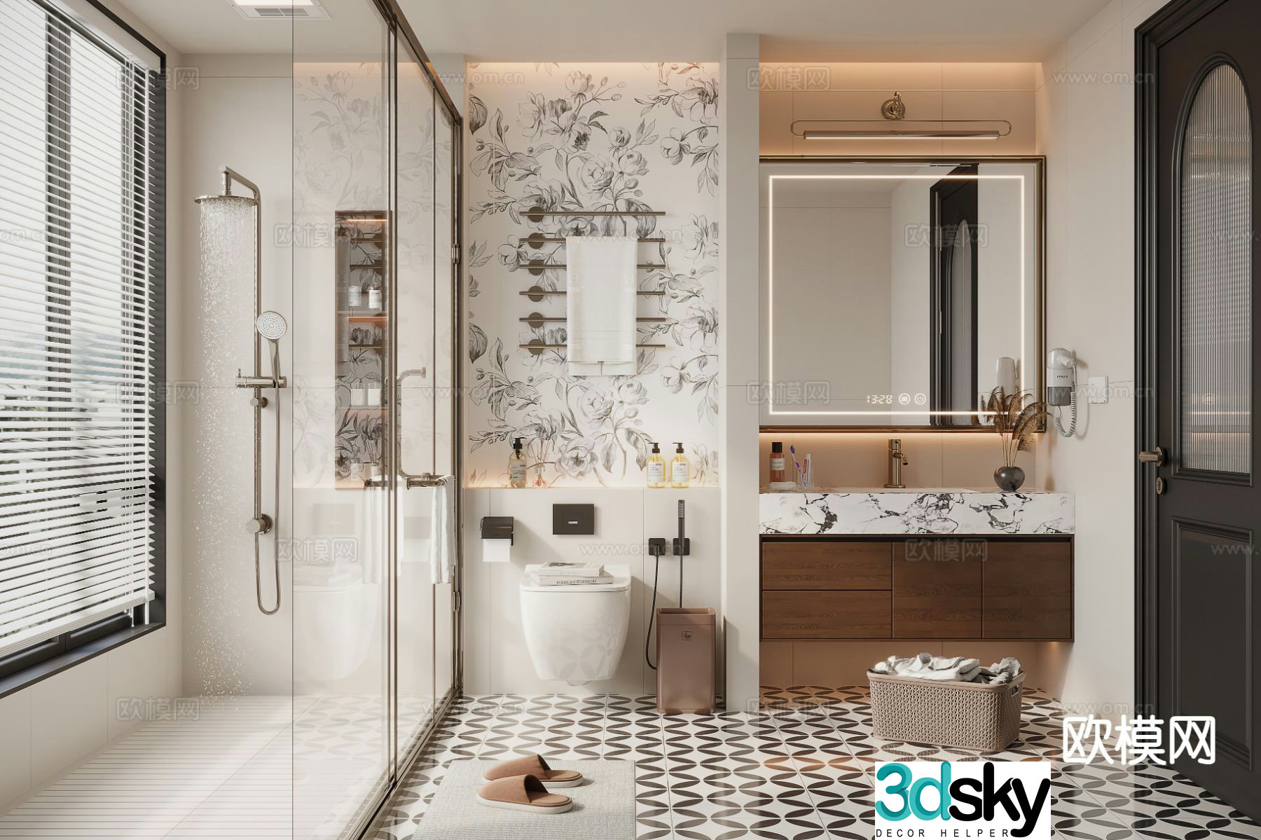 French retro bathroom bathroom 3d model