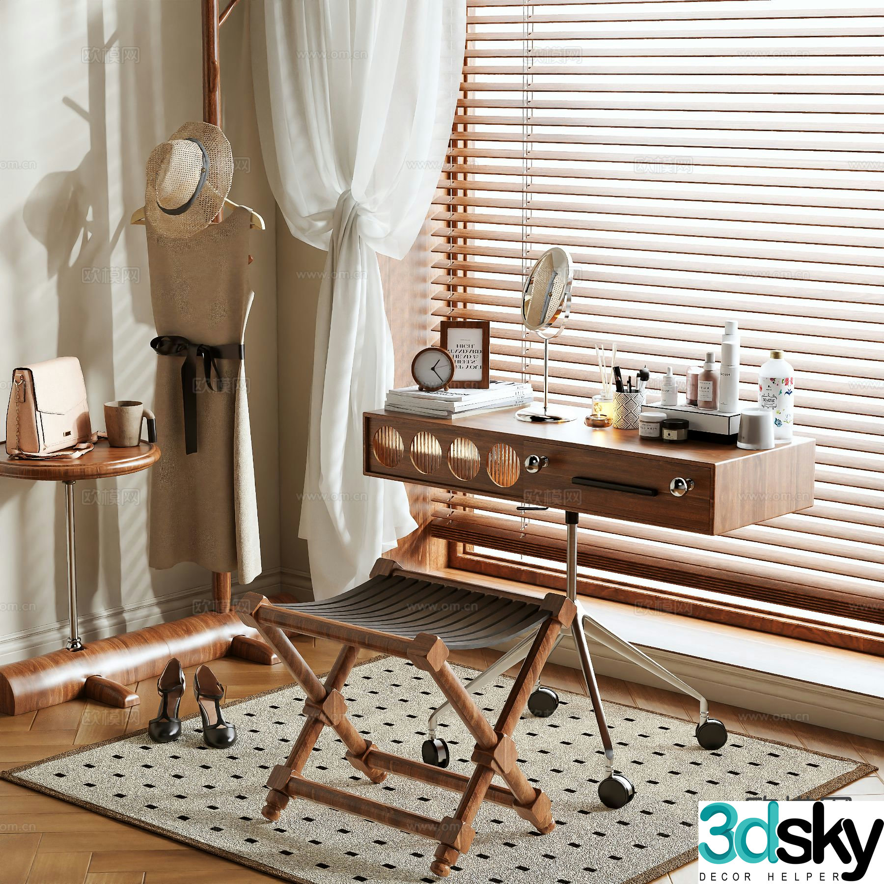 Medieval style dressing table 3d model