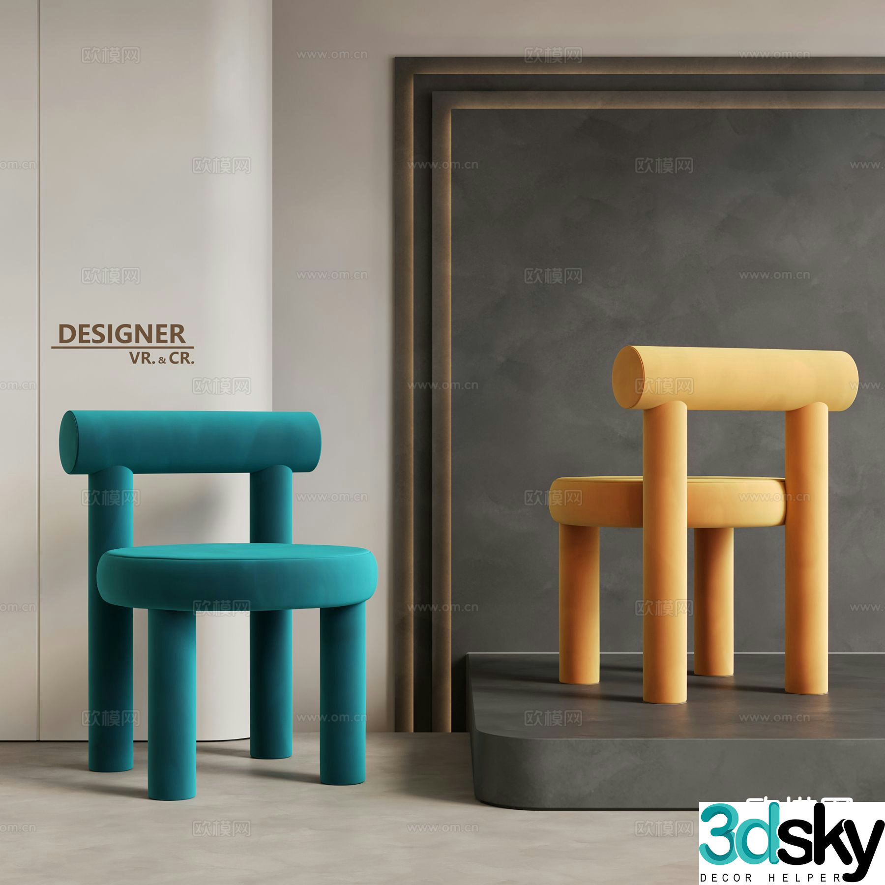 Modern single chair fabric chair 3d model