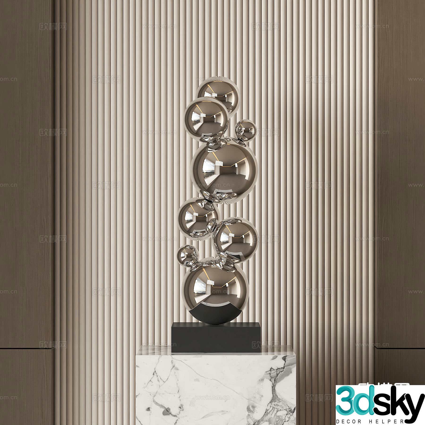 Modern abstract metal sculpture ornament 3d model