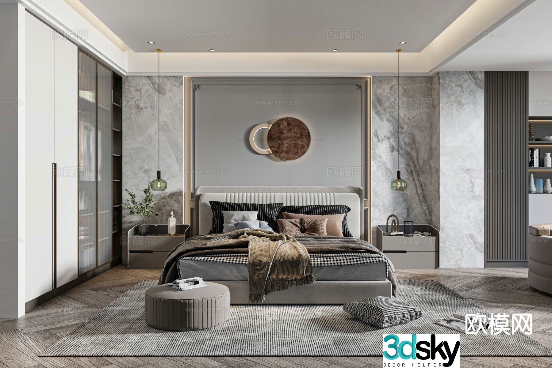 Modern bedroom master bedroom 3d model