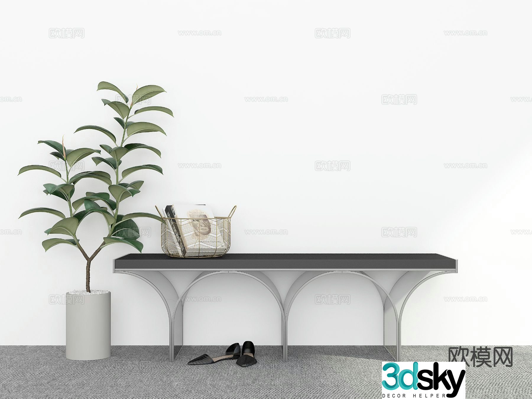 Modern stool bench shoe changing stool 3d model