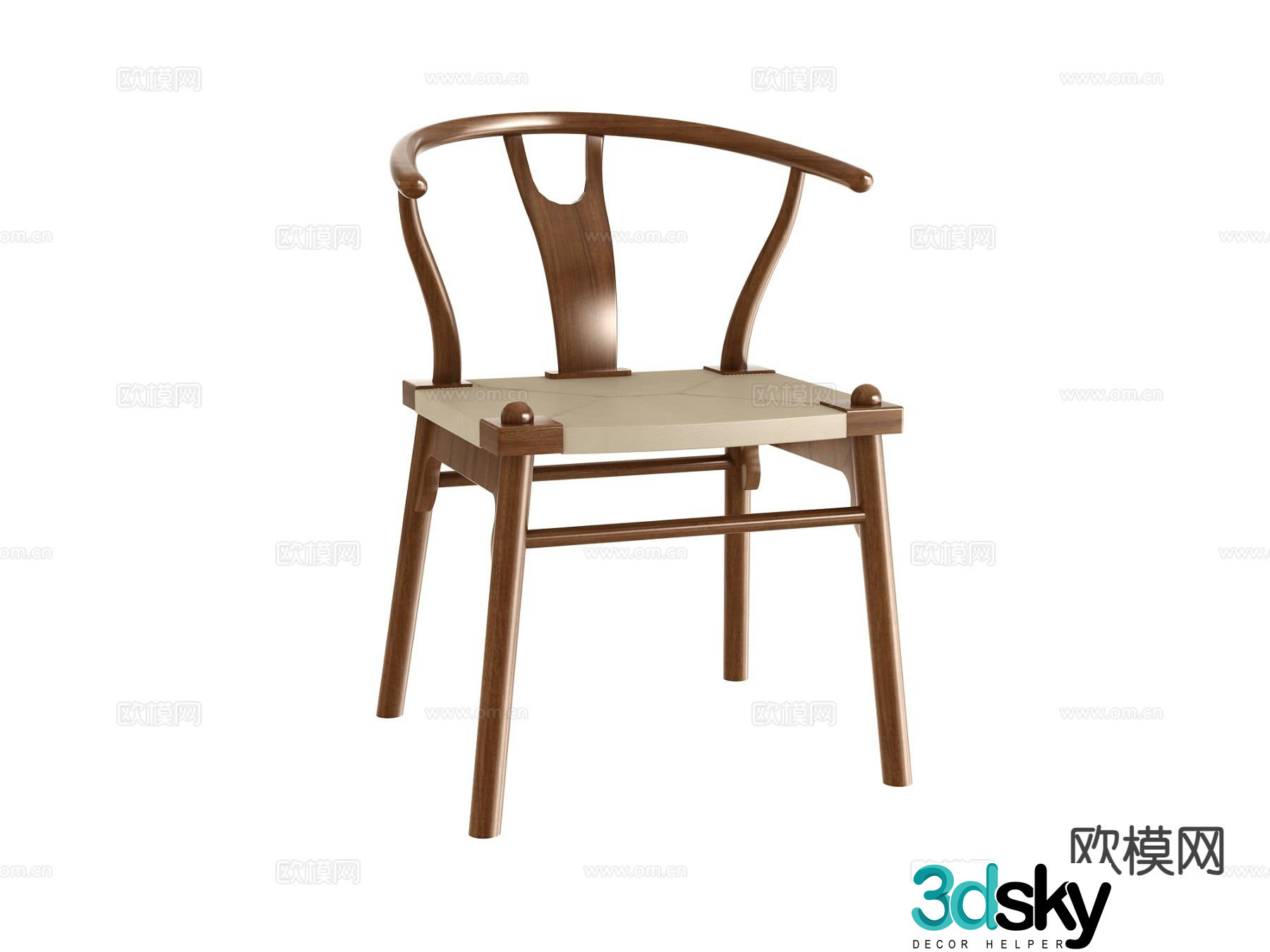 New Chinese style chair wooden chair leisure chair 3d model