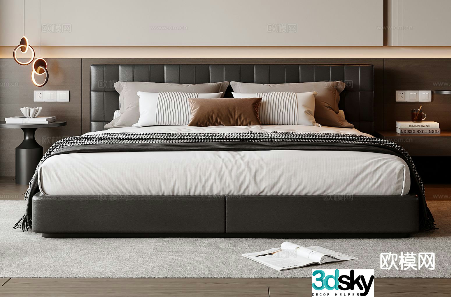 Modern double bed 3d model
