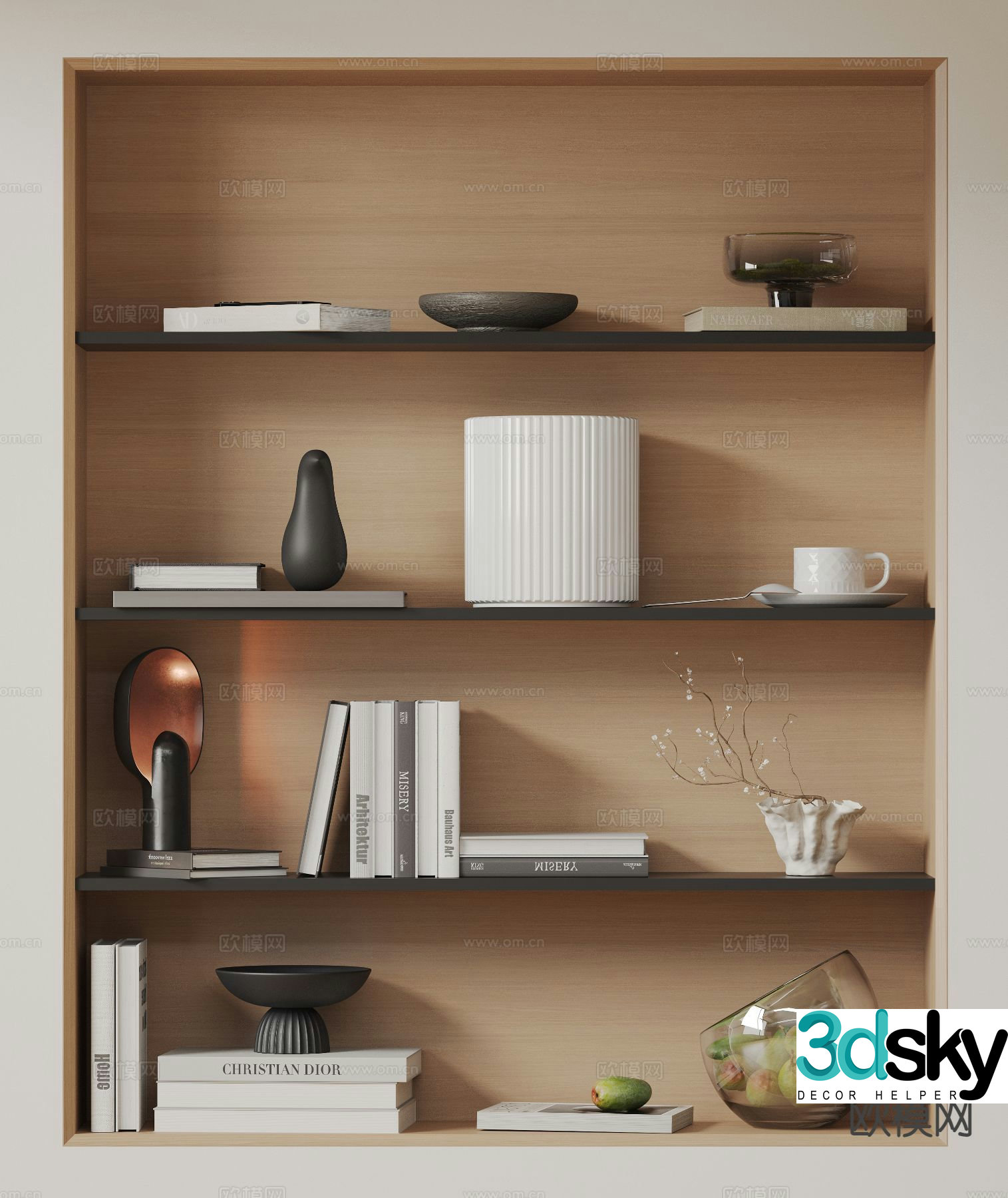 Modern decorations sculptures books 3d model