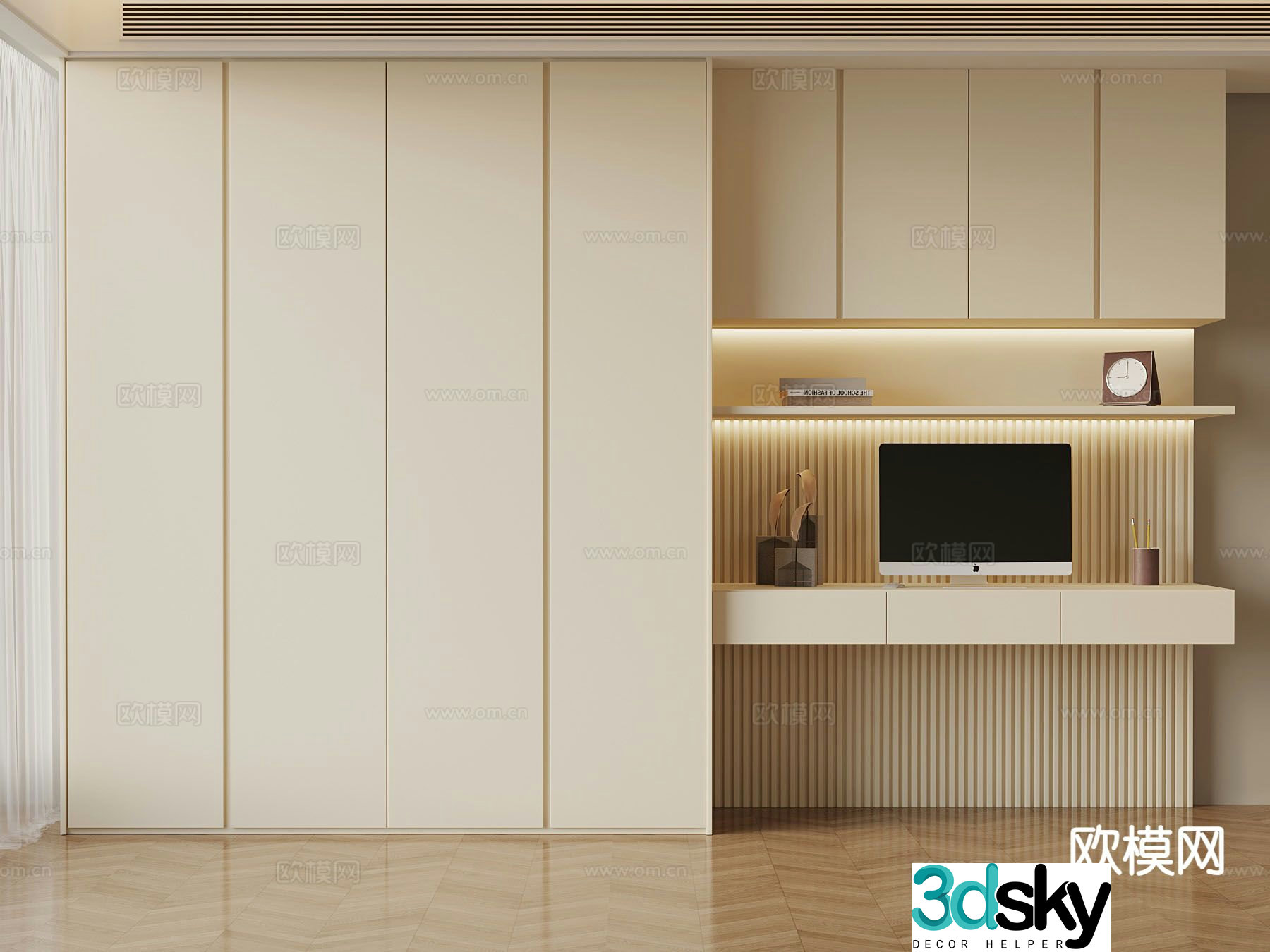 Cream style wardrobe 3d model
