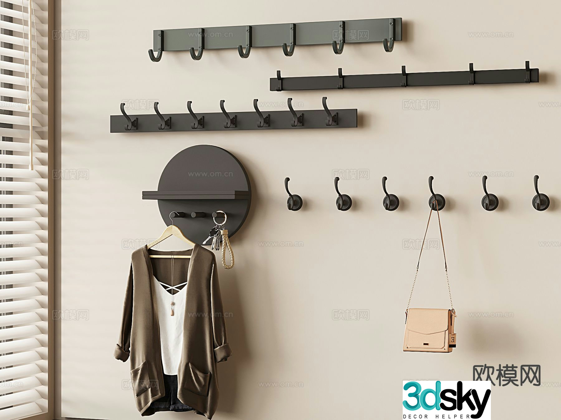 Metal coat hook wall coat rack coat rack 3d model