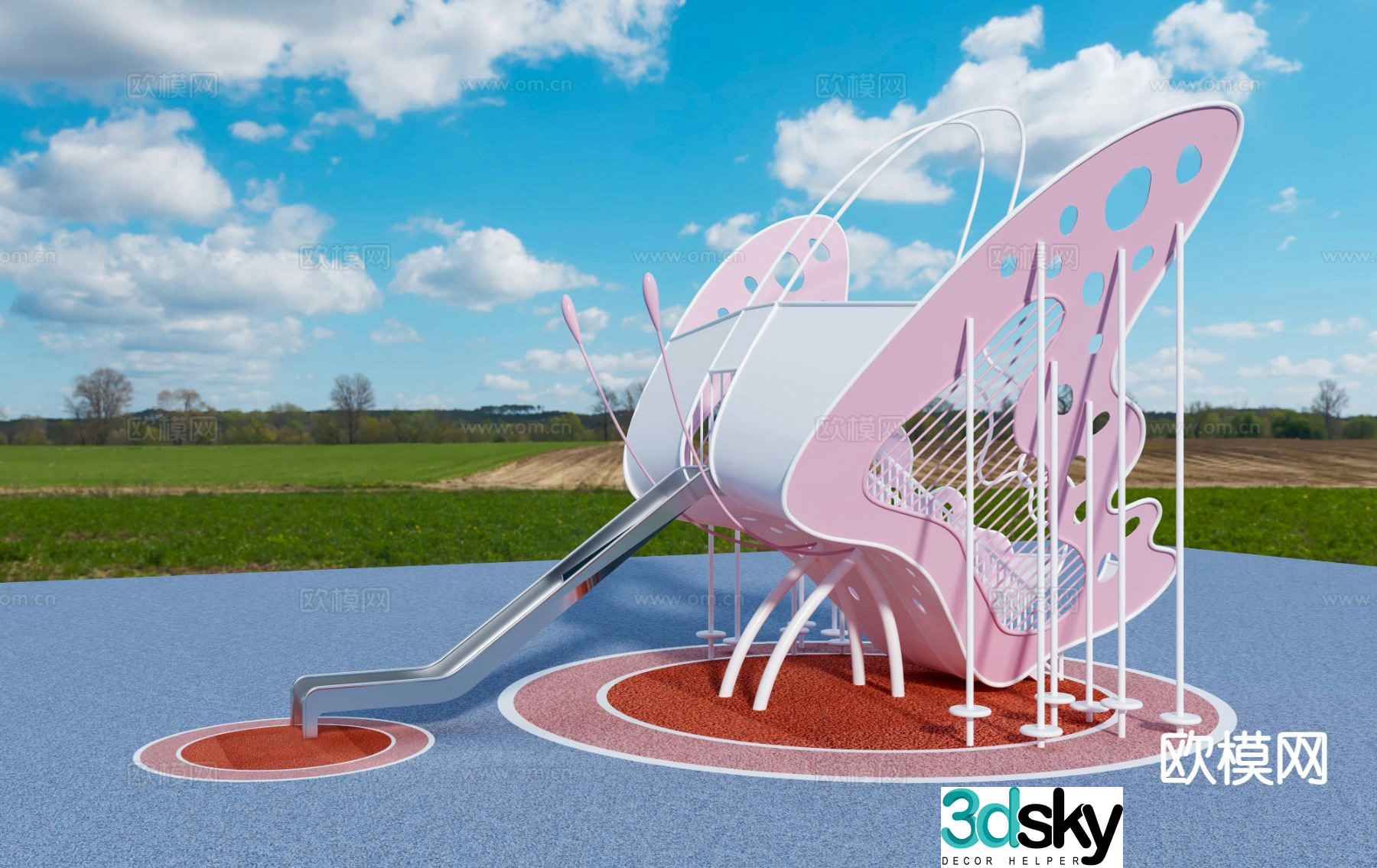 Butterfly shape children's play equipment slide 3d model