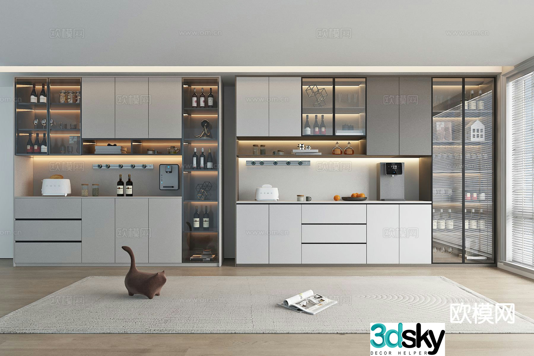Modern sideboard wine cabinet restaurant cabinet 3d model