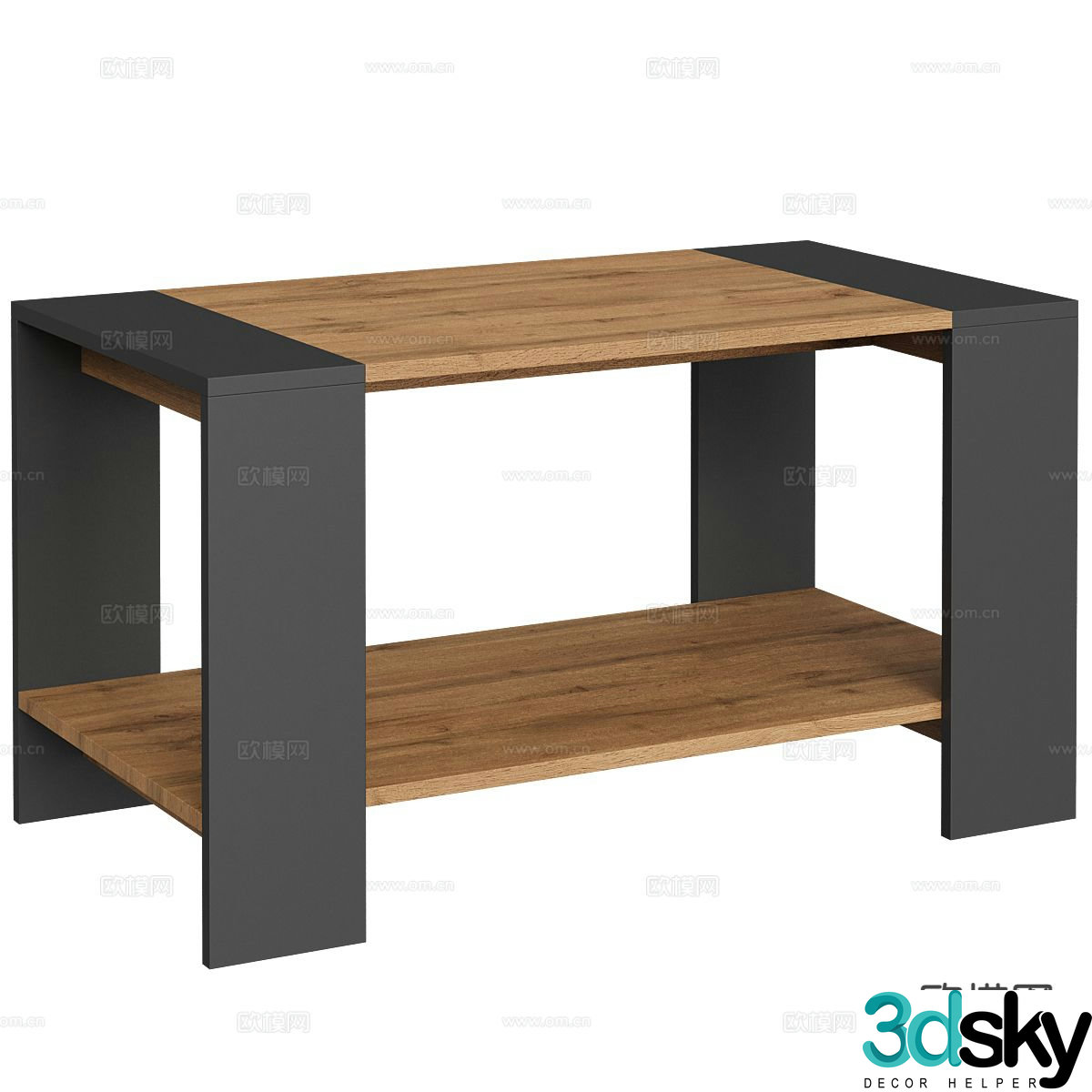 Nordic wooden coffee table square coffee table 3d model