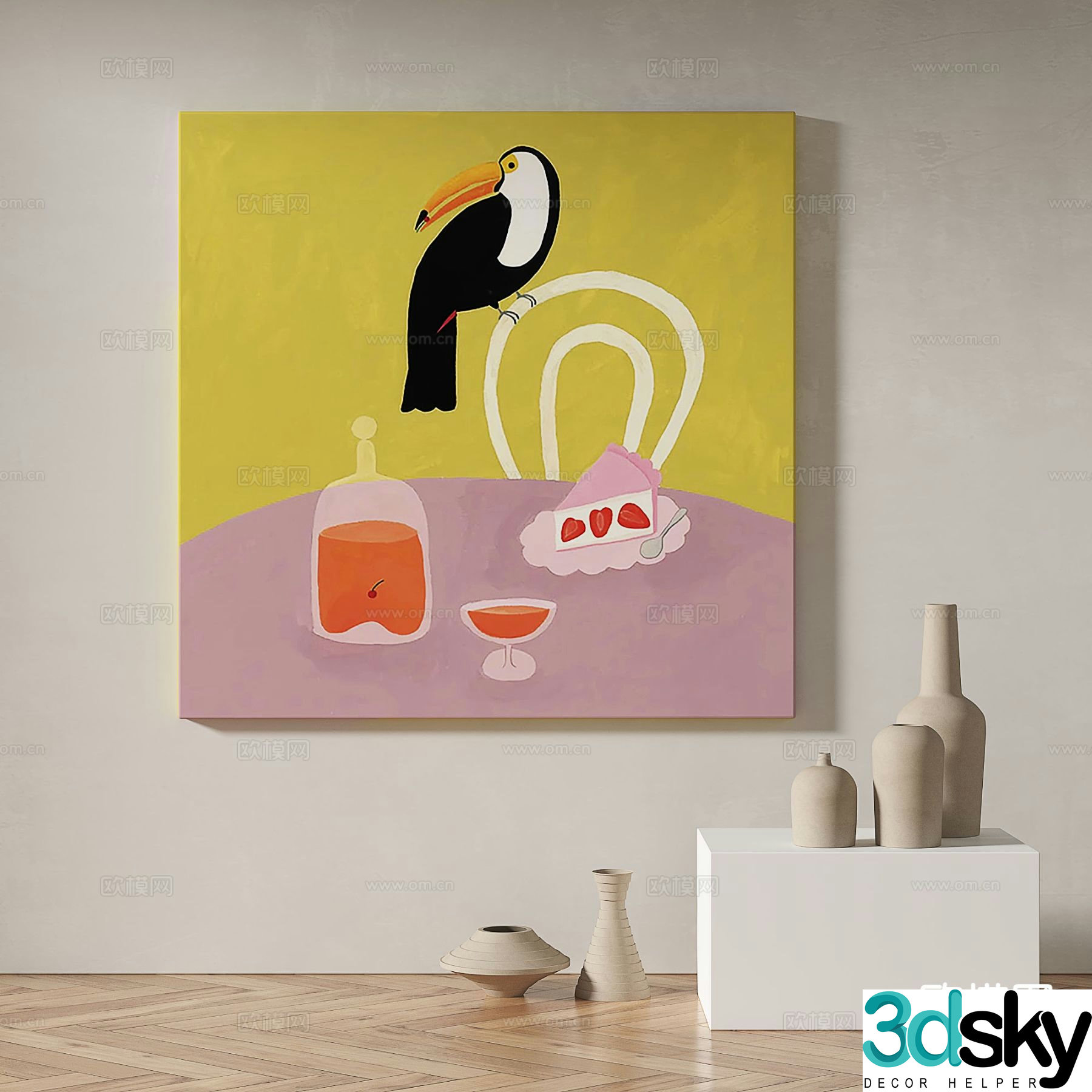 Modern art painting decorative painting 3d model