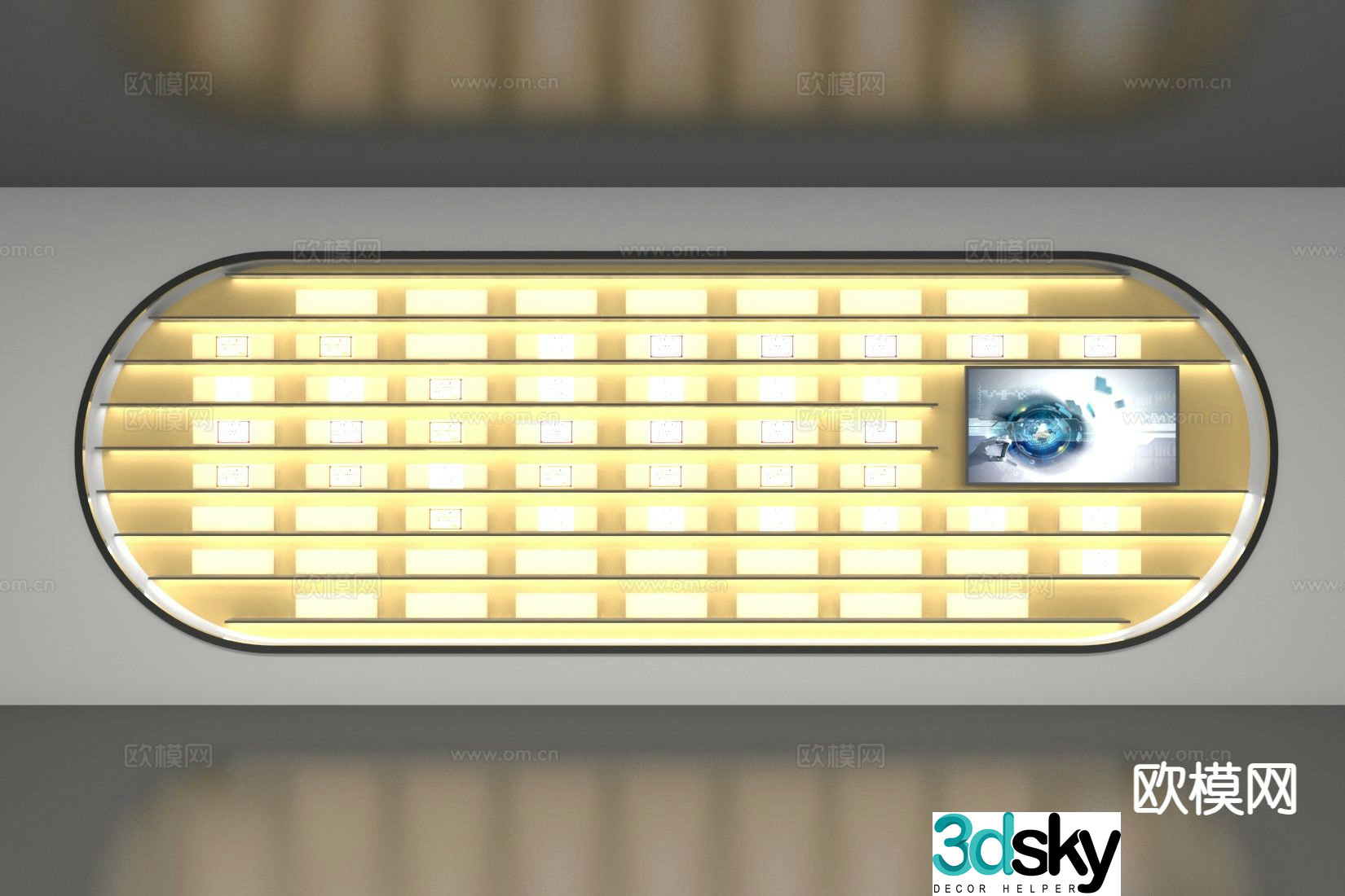 Modern shop display cabinet luminous shelf 3d model