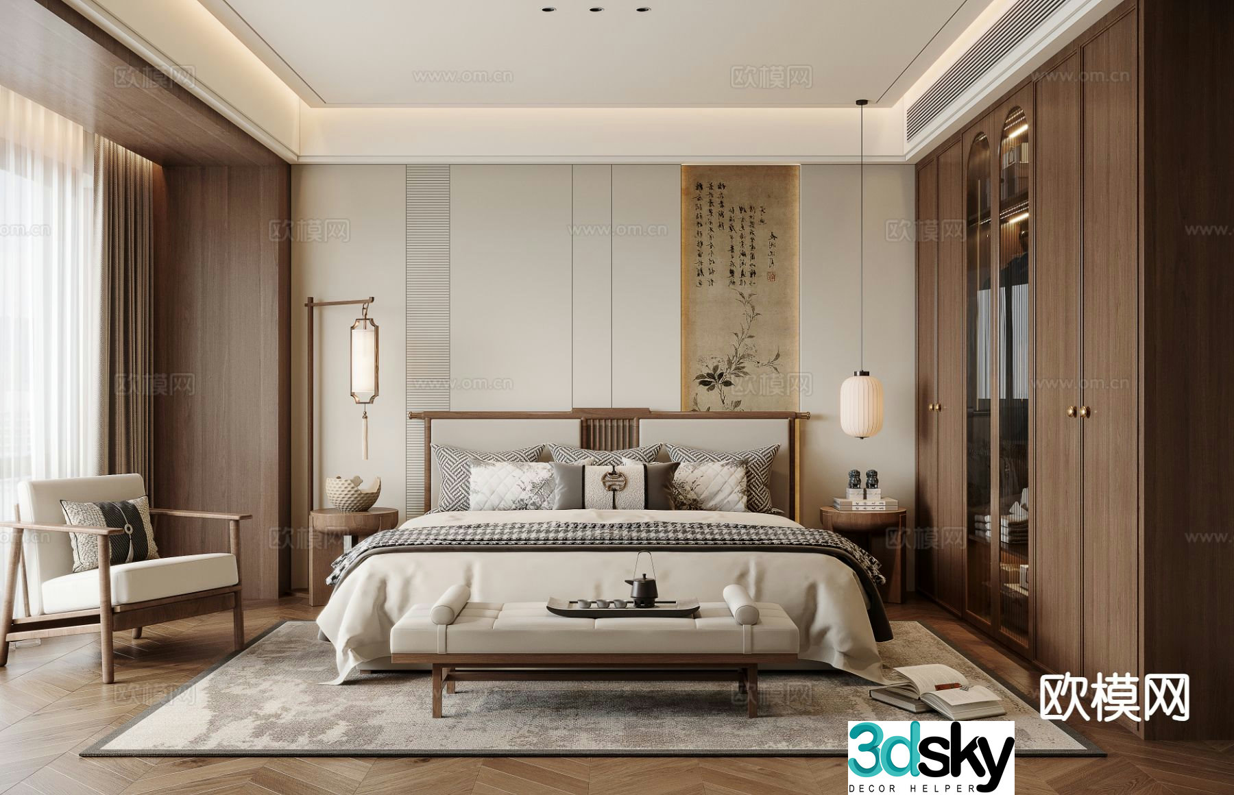 New Chinese style bedroom master bedroom 3d model
