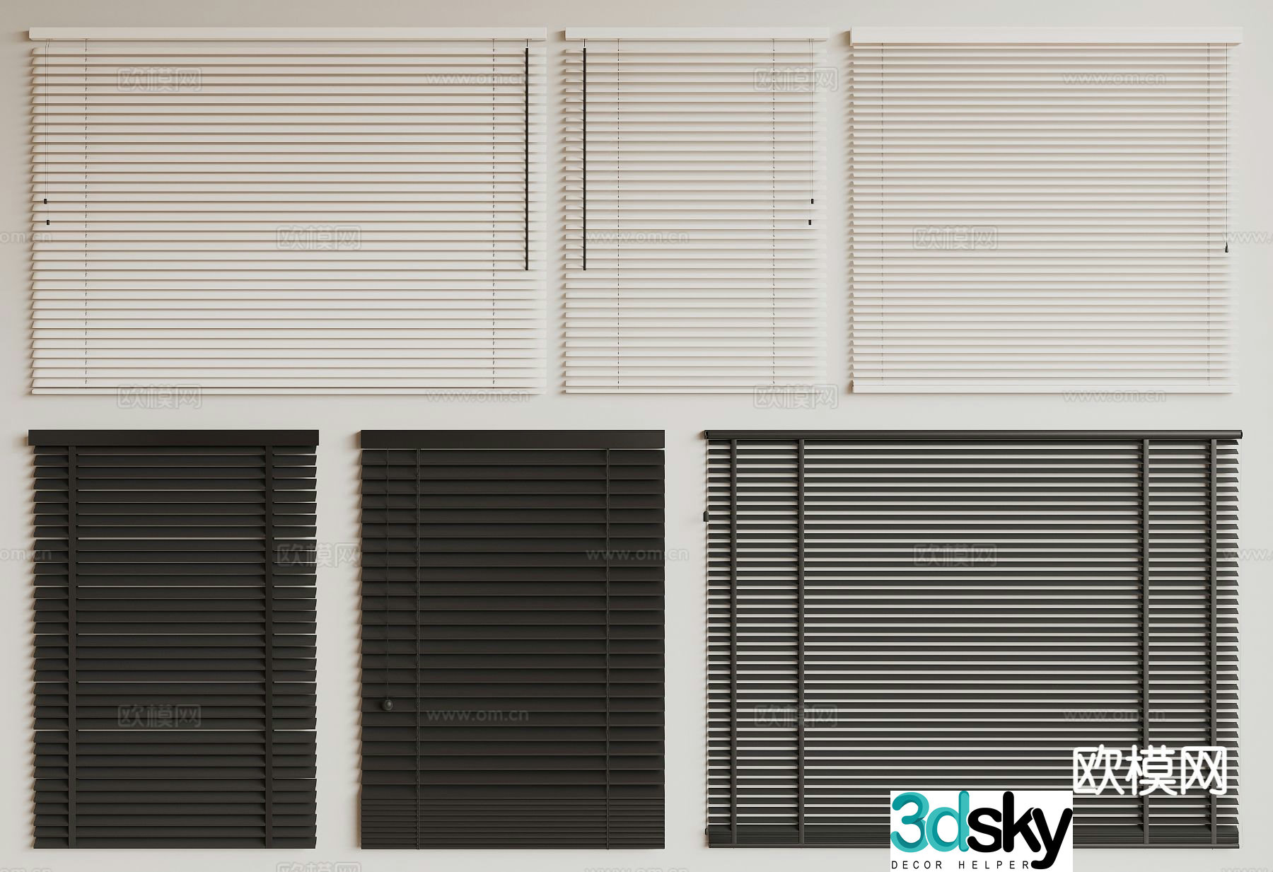 Modern Venetian Blinds Curtains Blackout 3d model