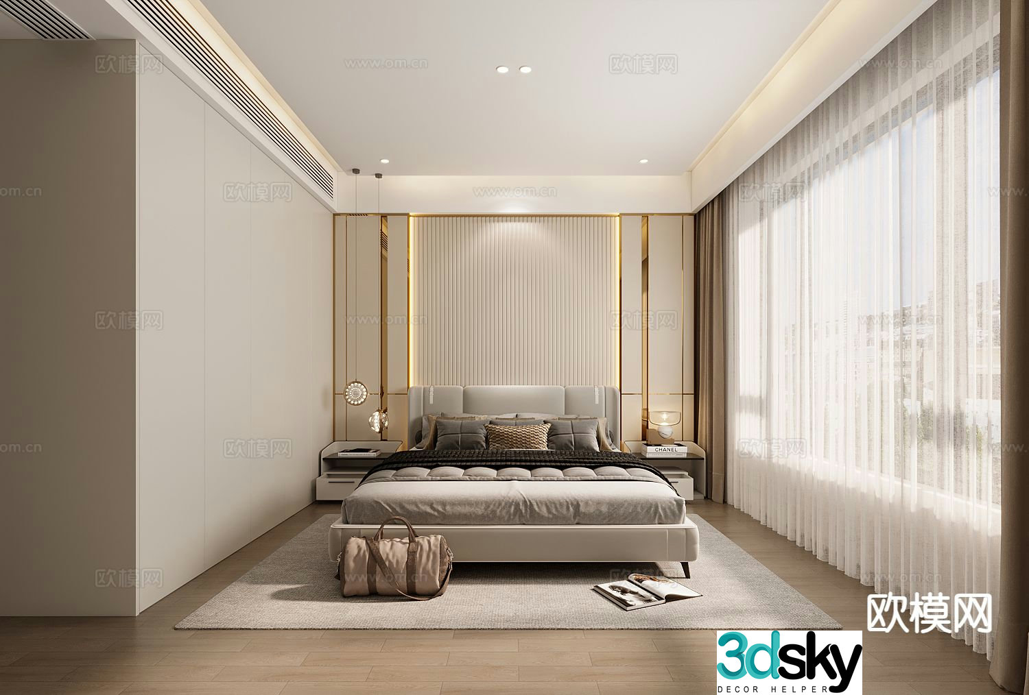 Light luxury bedroom master bedroom 3d model
