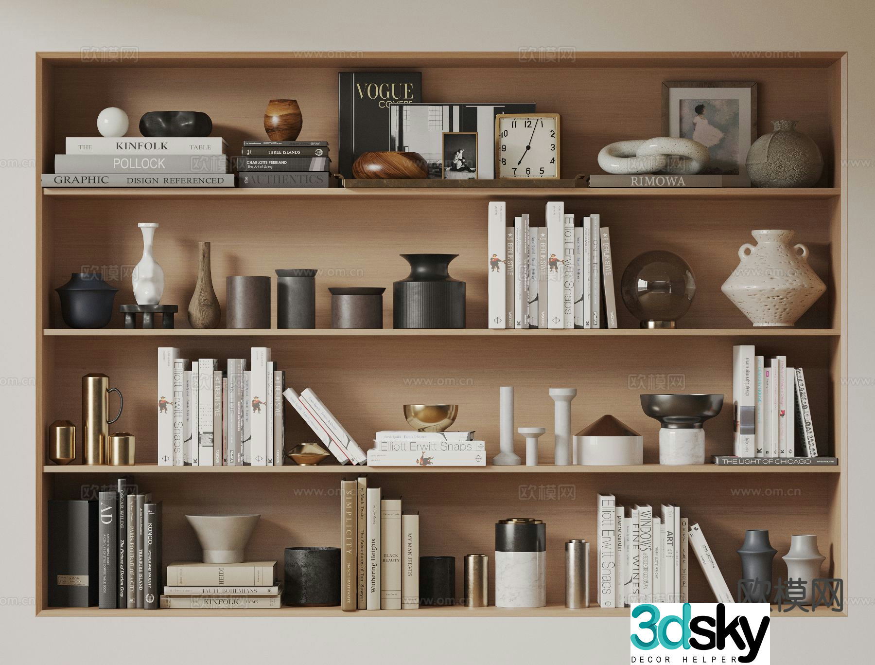 Modern decorative ornaments books vase 3d model