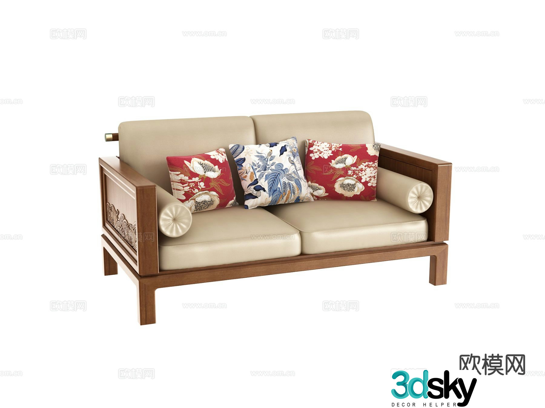 New Chinese style double sofa 3d model