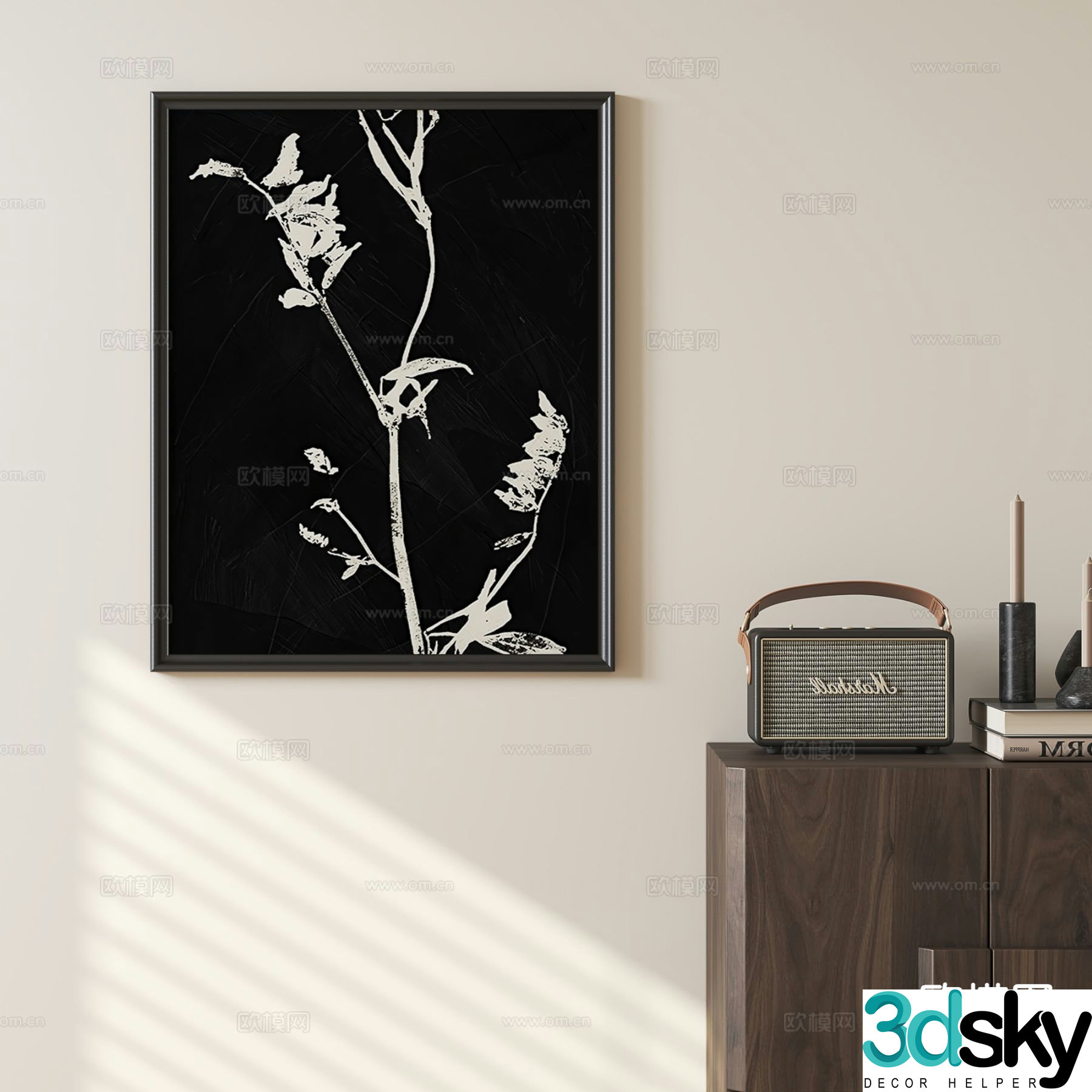 French black and white hanging painting 3D model
