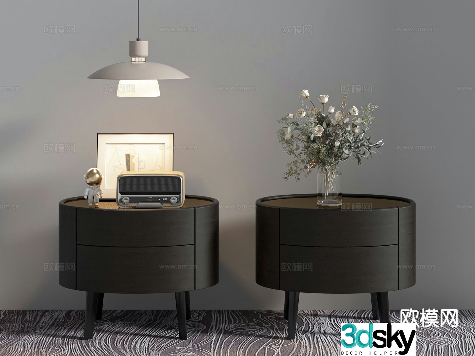 Italian bedside table 3d model