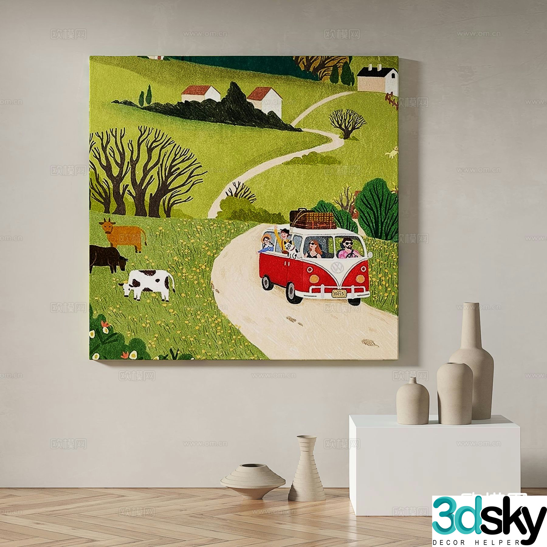 Modern art painting decorative painting 3d model