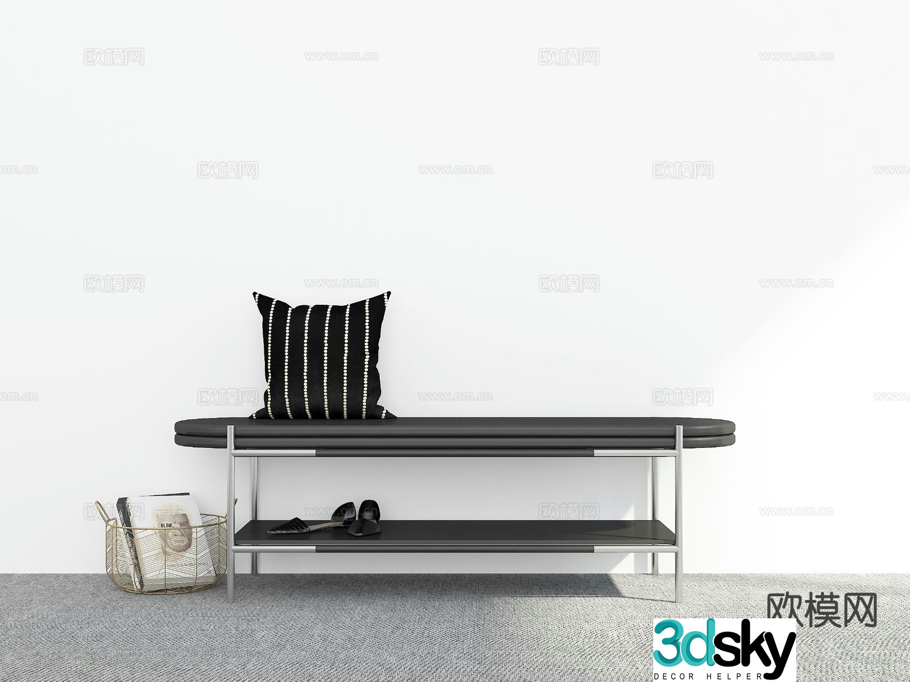 Modern stool bench shoe changing stool 3d model