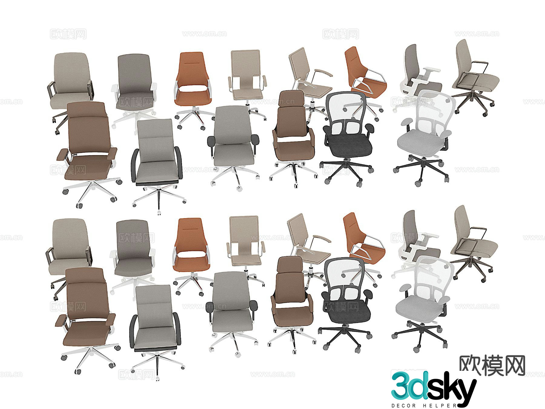 Modern office chair swivel chair staff chair conference chair 3d model