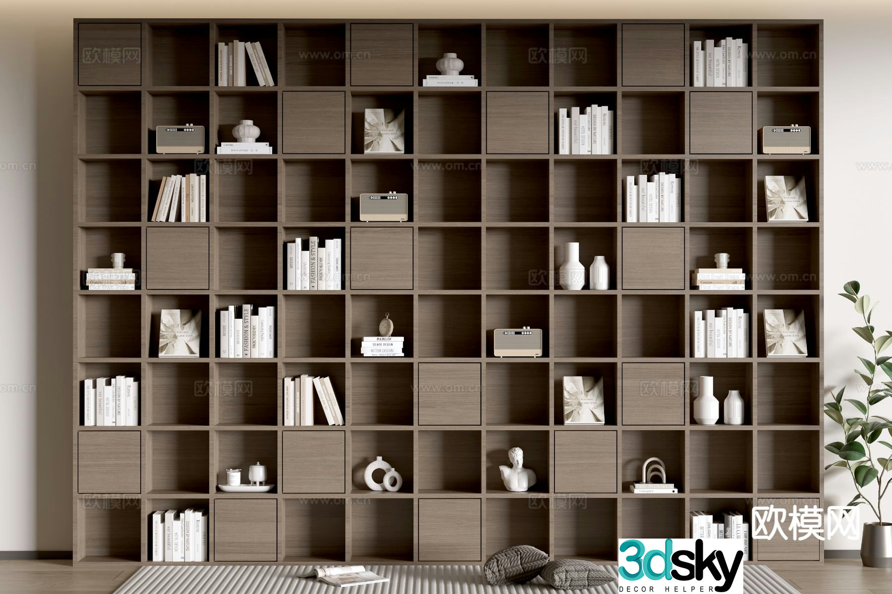 Modern bookcase 3d model