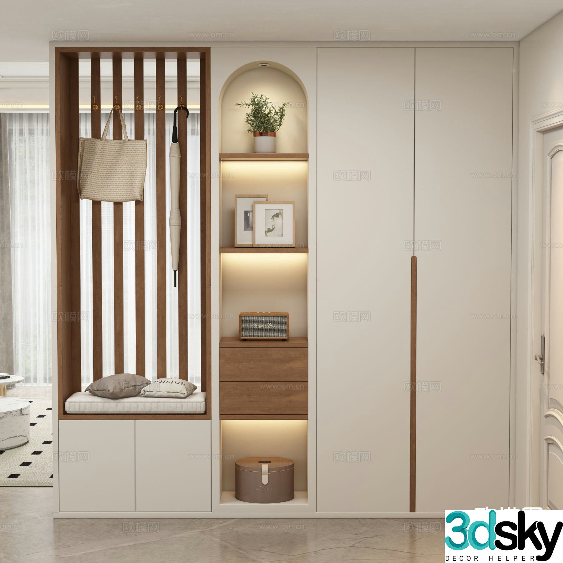 Modern entrance shoe cabinet 3d model