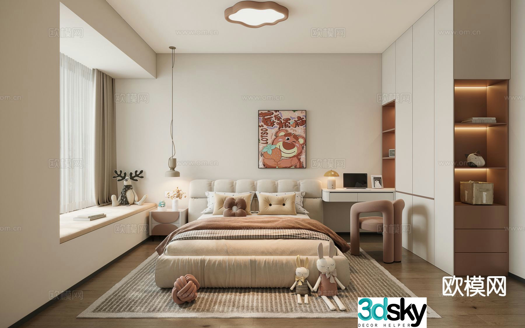 Cream style girl’s room kid’s room 3d model