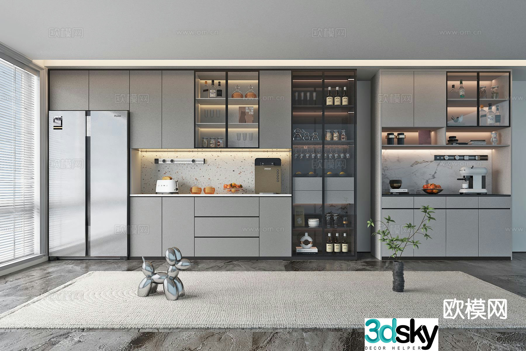 Modern sideboard wine cabinet restaurant cabinet 3d model