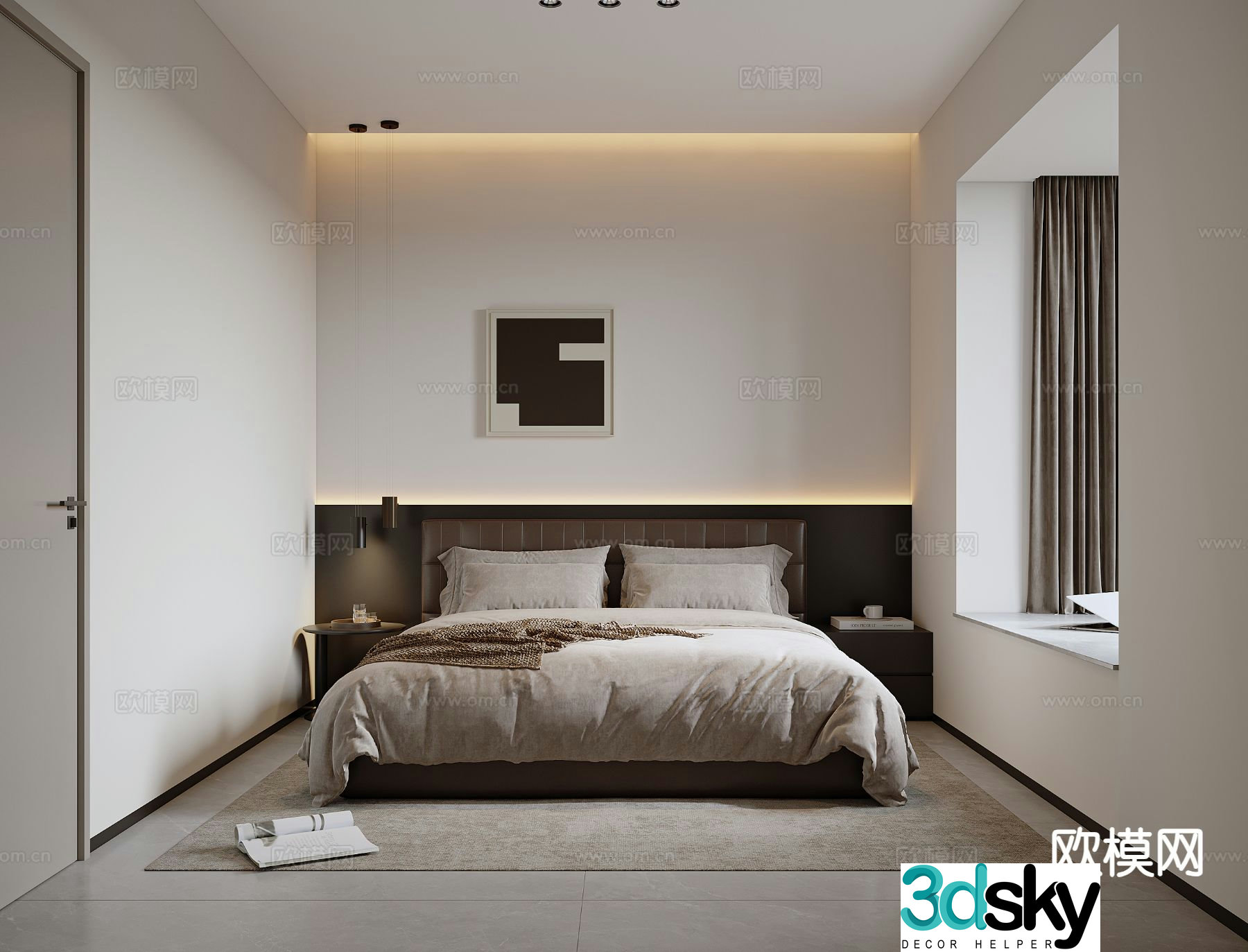 Modern bedroom second bedroom 3d model