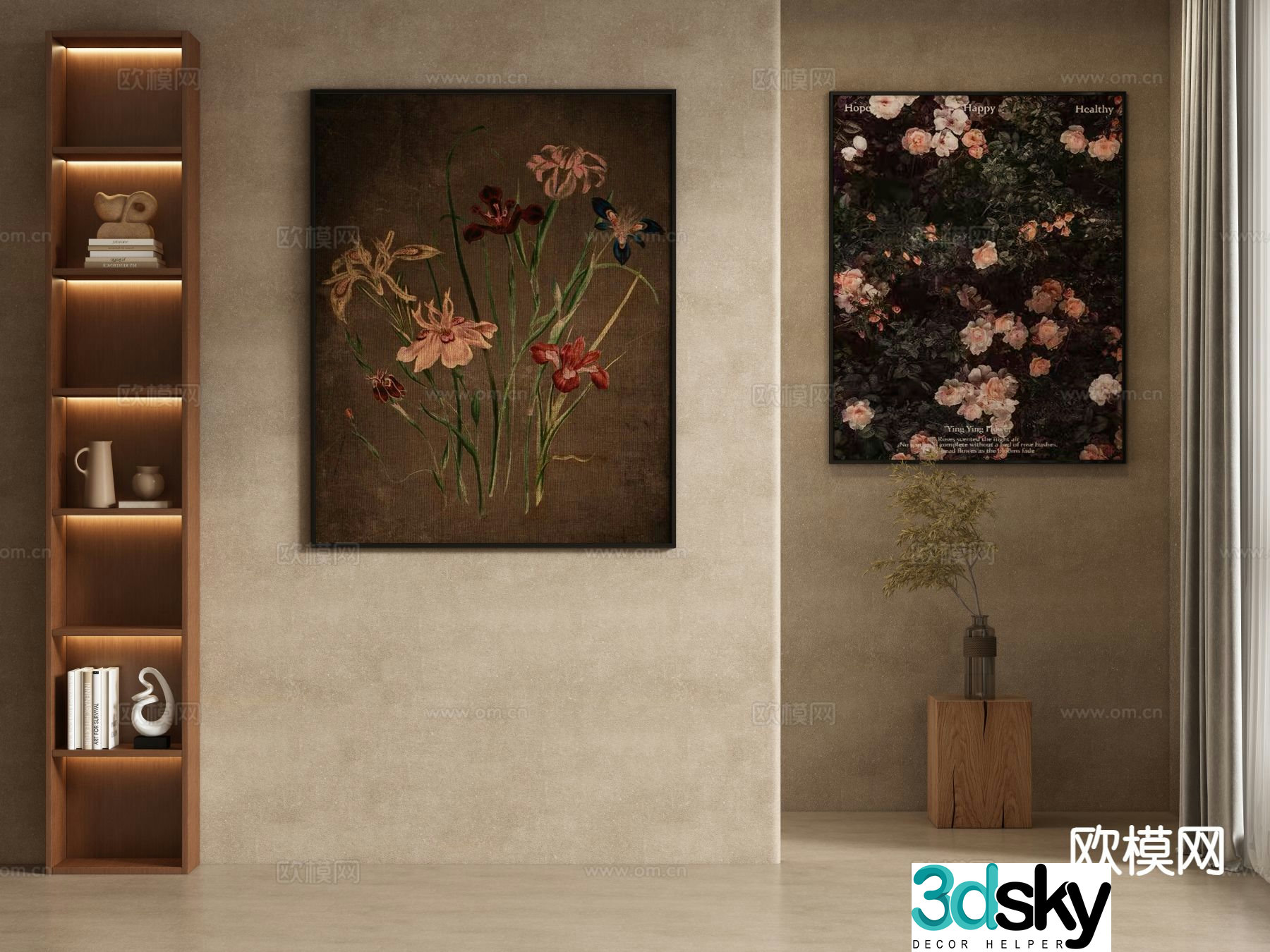 Medieval style art painting decorative painting 3d model