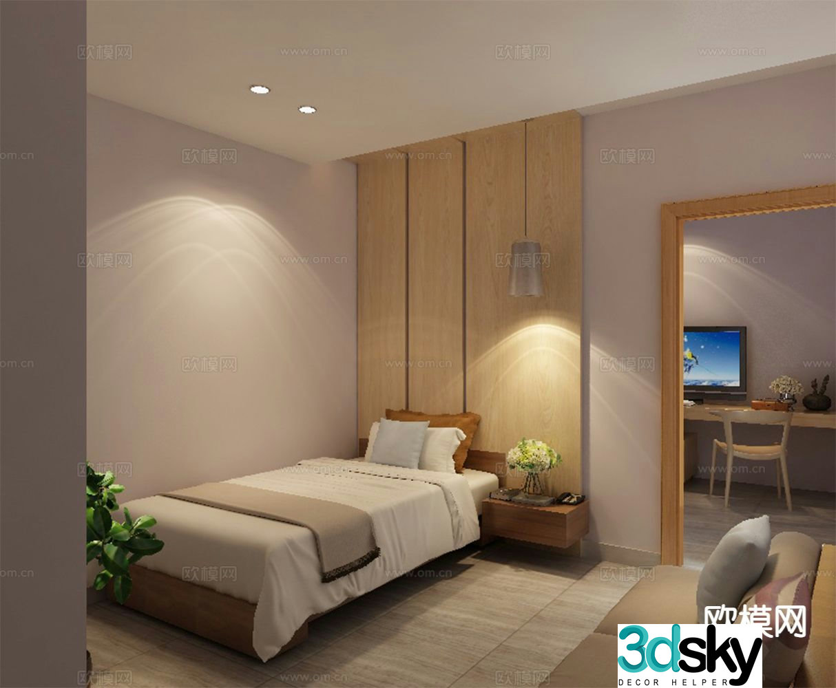 Modern bachelor apartment 3d model