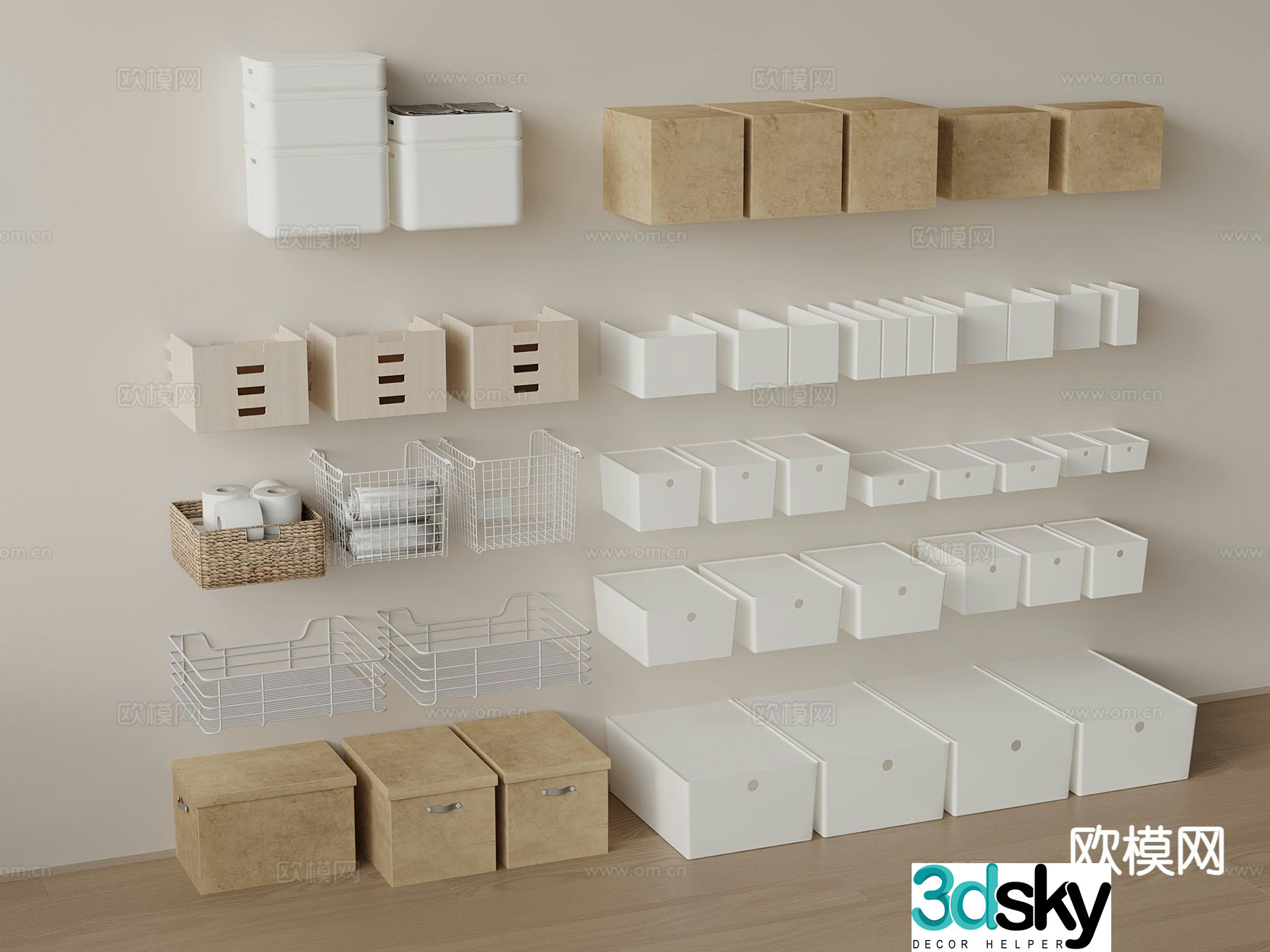 Luggage storage box box storage basket 3d model