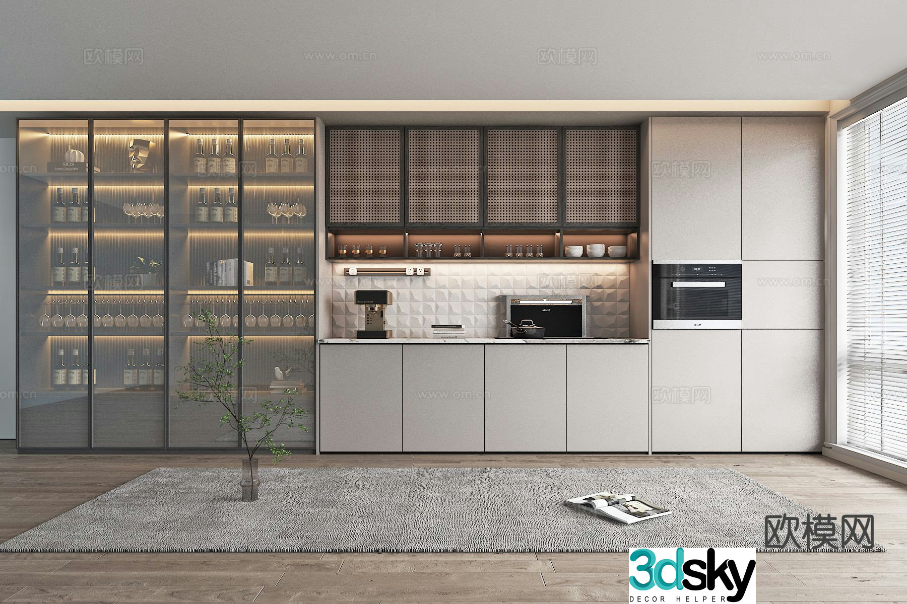 Modern sideboard wine cabinet 3d model