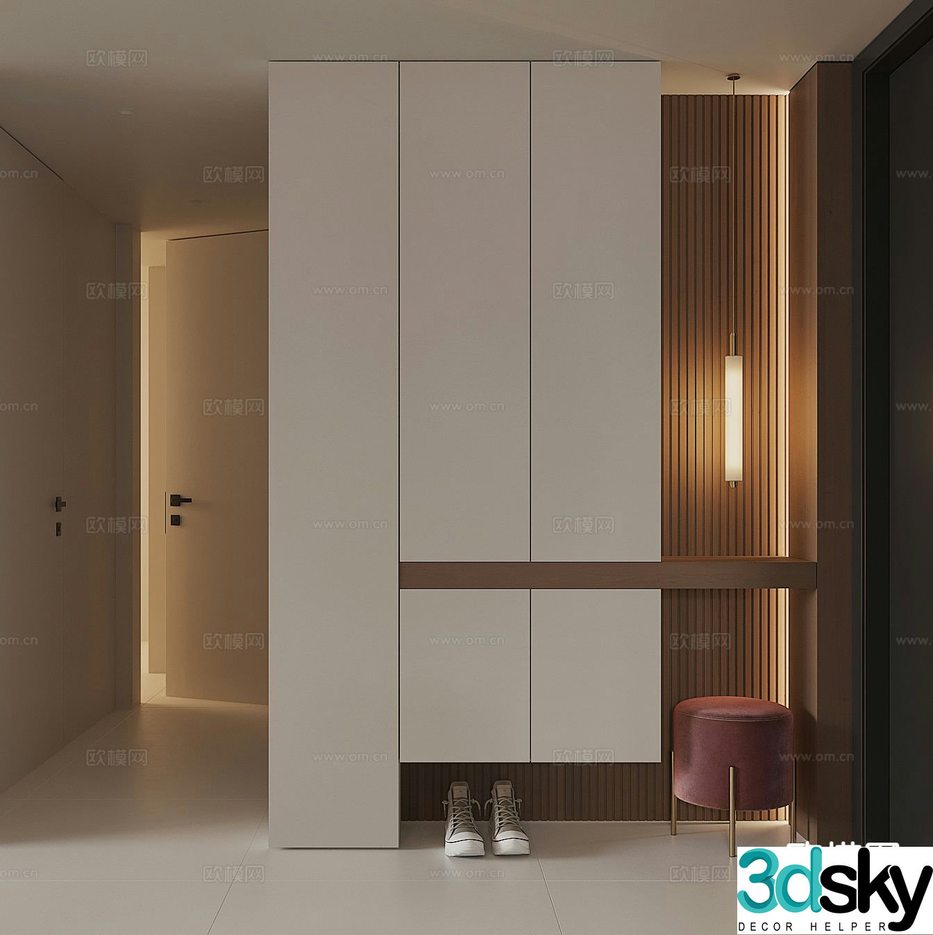 Modern home shoe cabinet 3D model