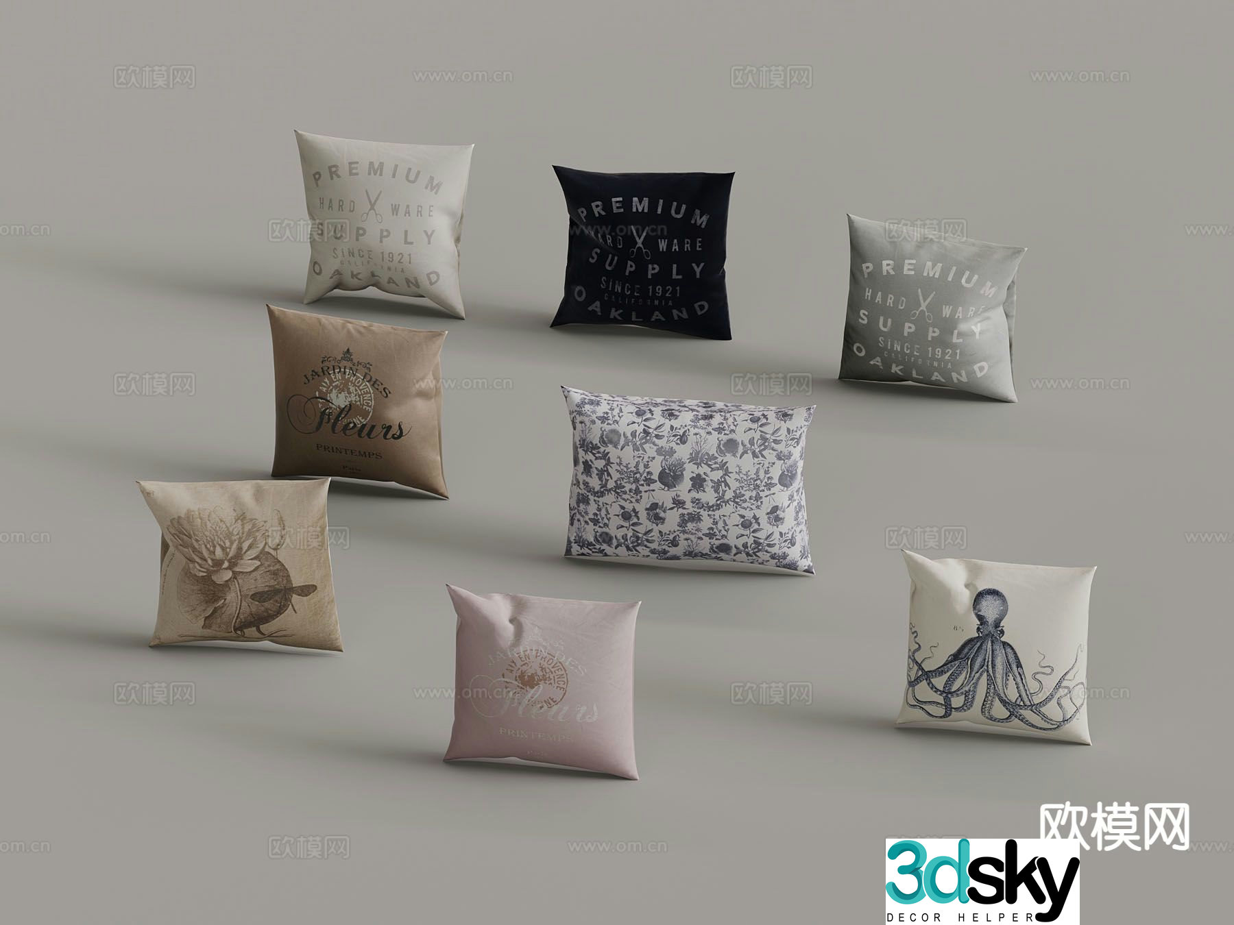 Modern square pillow pillow pillow 3d model