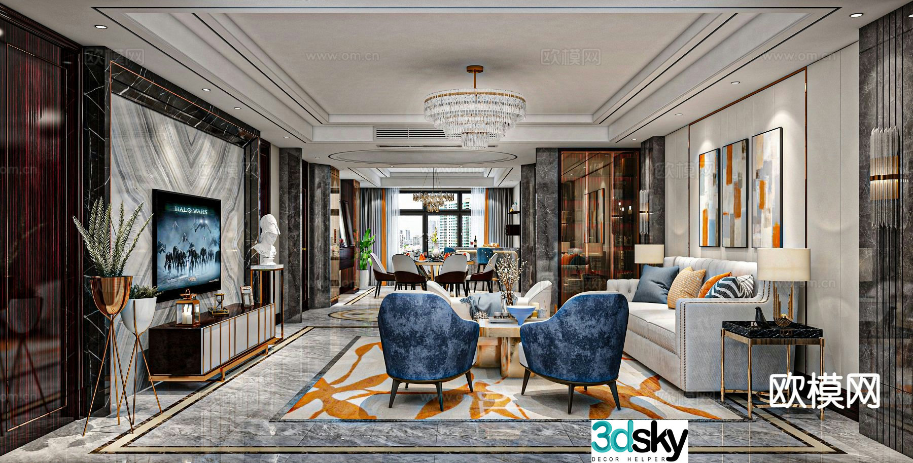 Modern guest restaurant 3d model
