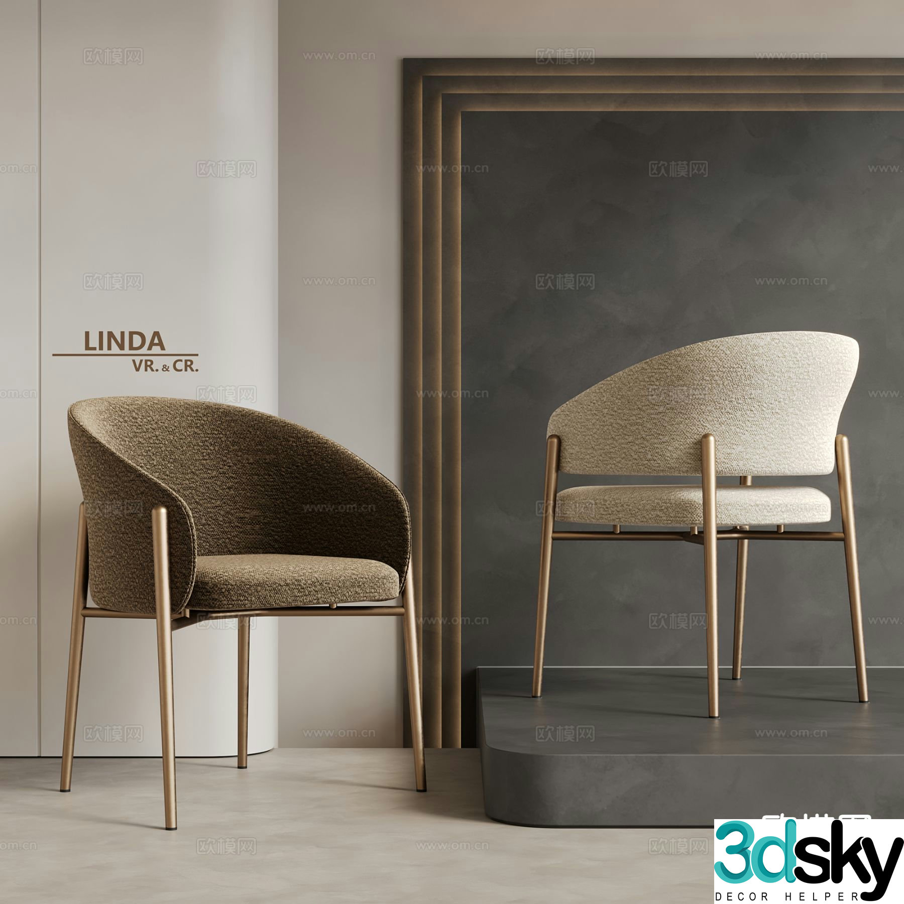 Modern chair dining chair 3d model