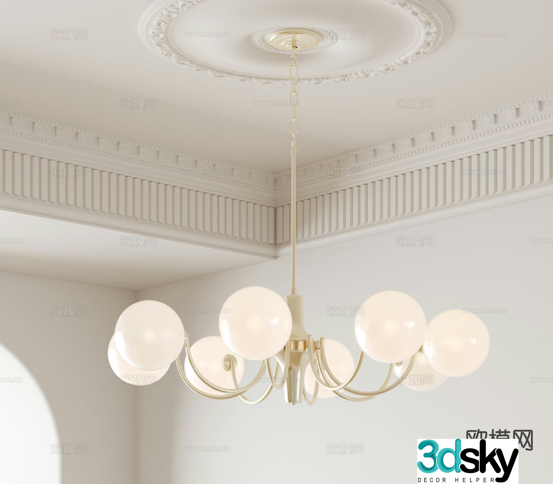 French chandelier multi-head chandelier 3d model