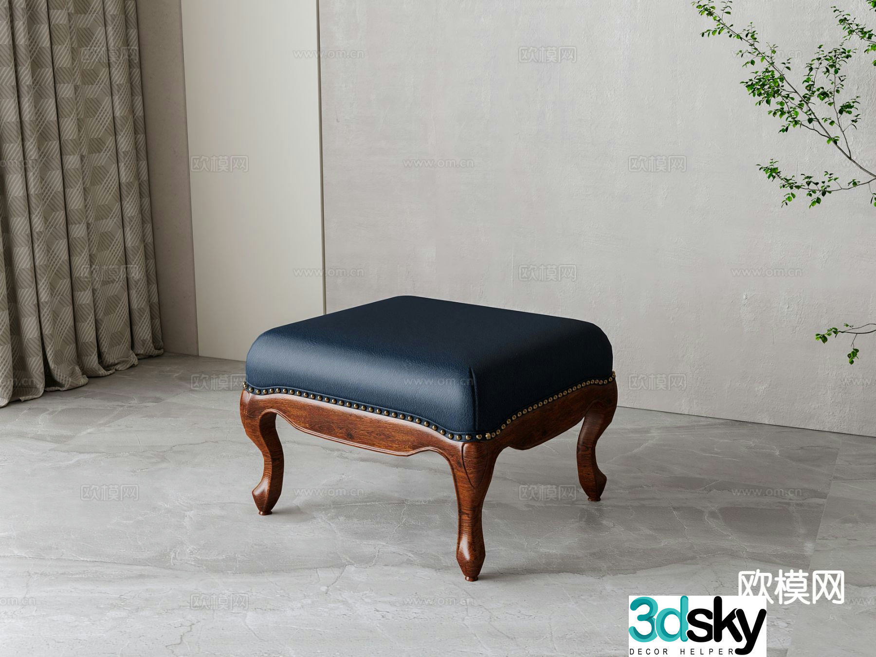 American shoe changing stool sofa stool 3d model