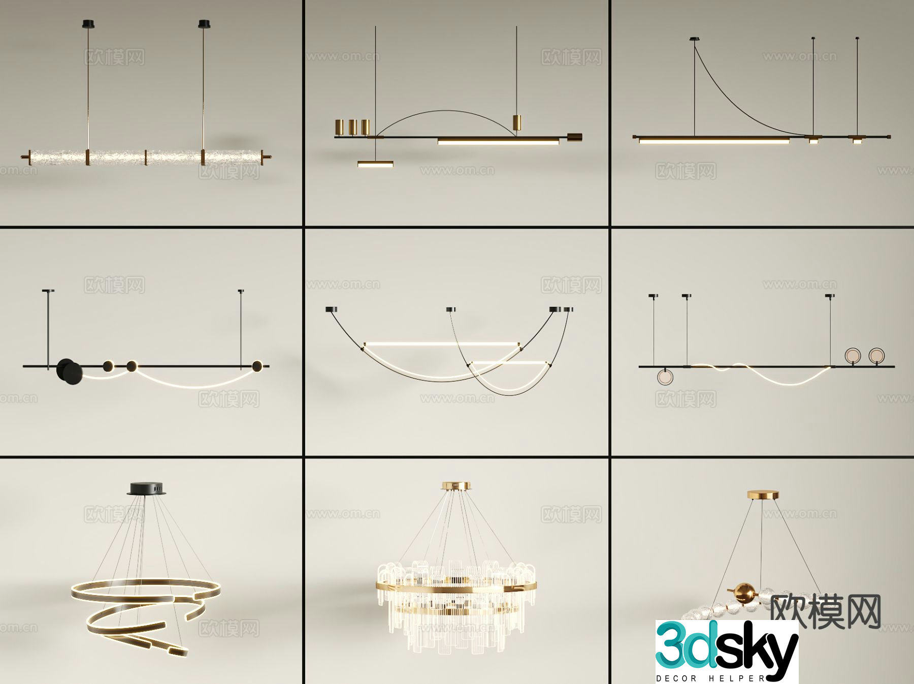 Modern creative chandelier 3d model