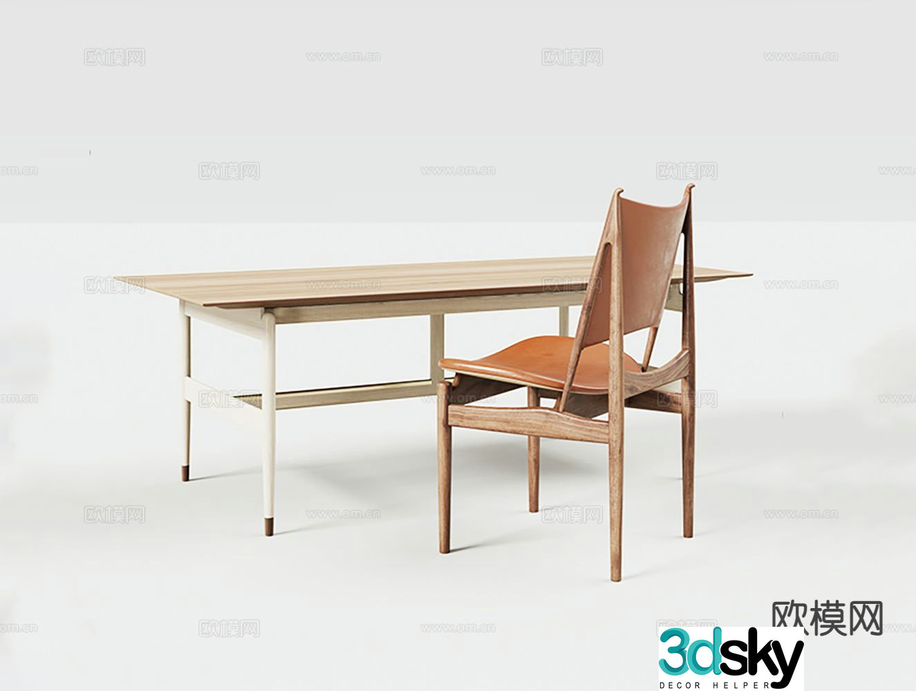 Modern dining table and chairs 3d model