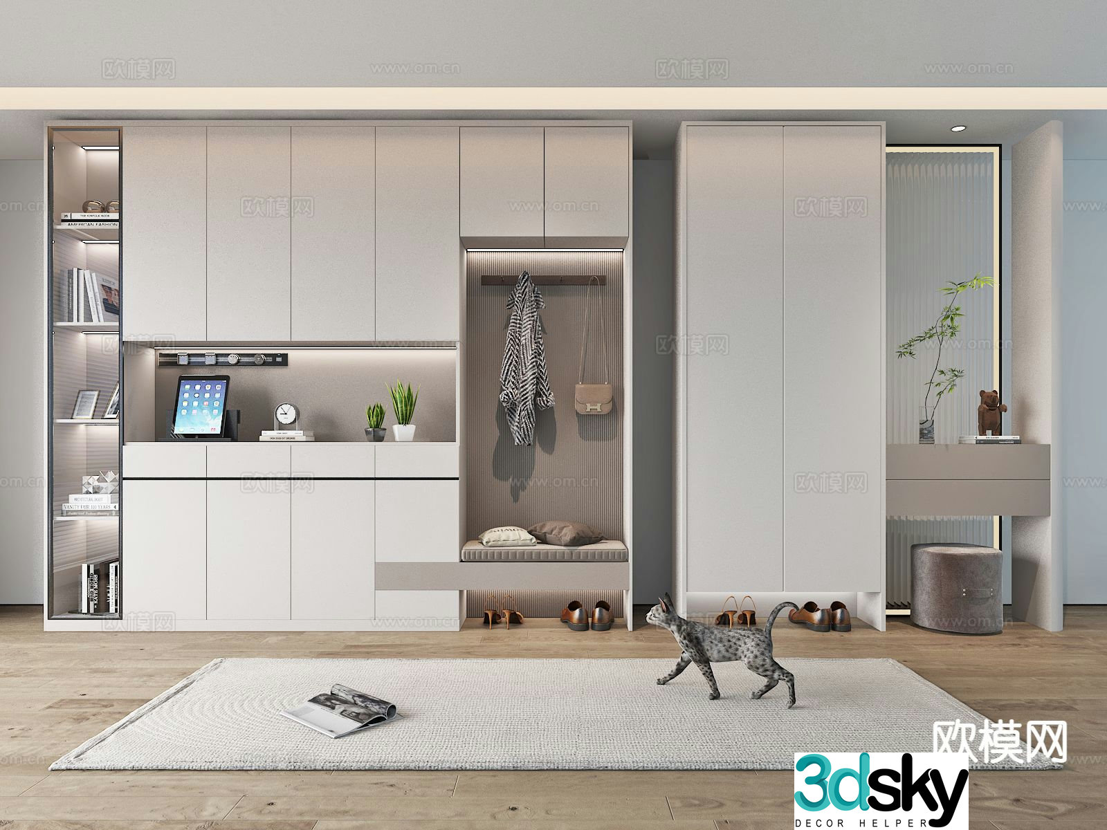 Modern partition shoe cabinet entrance shoe cabinet 3D model