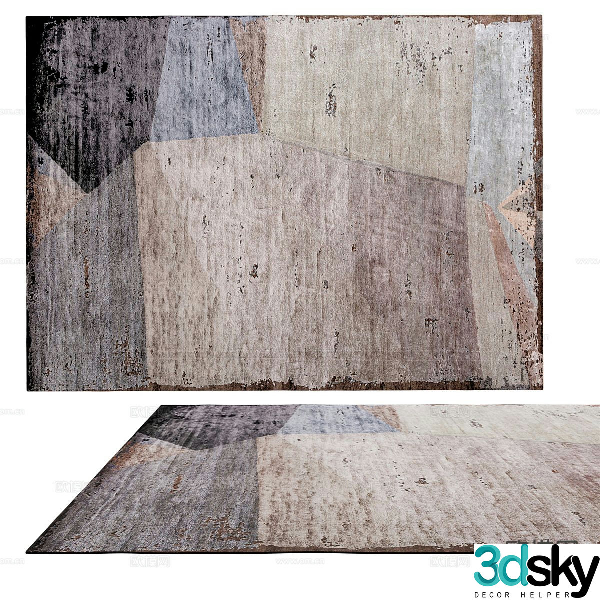 Medieval style carpet square carpet 3d model