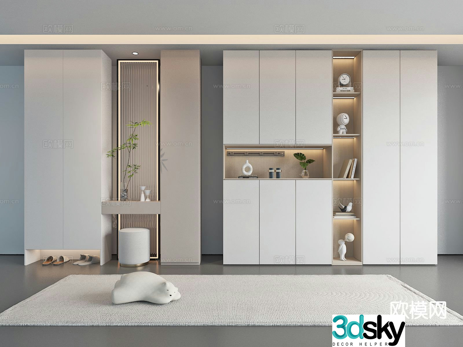 Modern partition shoe cabinet 3d model
