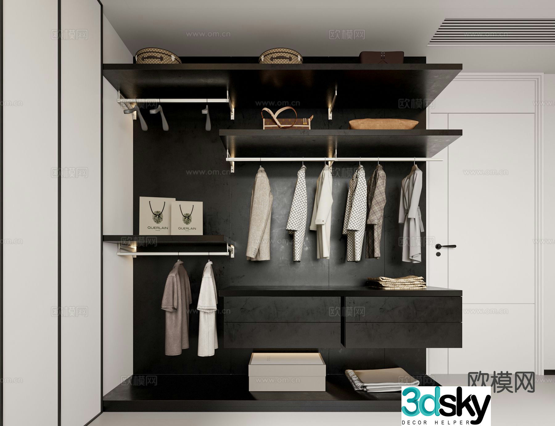 Modern wardrobe open wardrobe 3d model