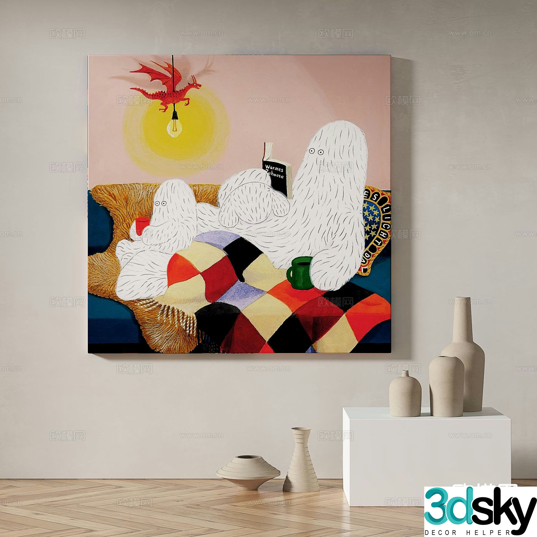 Modern art painting decorative painting 3d model
