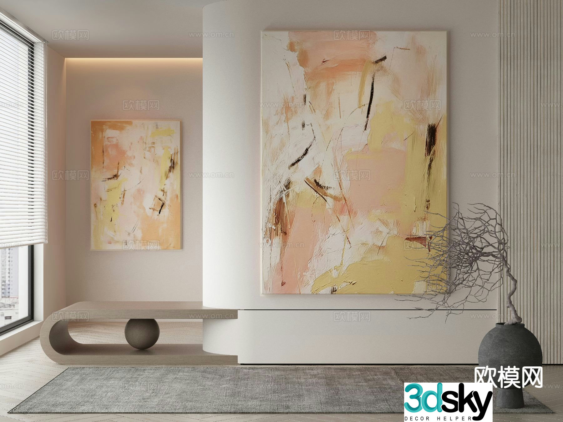 Modern decorative painting texture painting oil painting 3d model