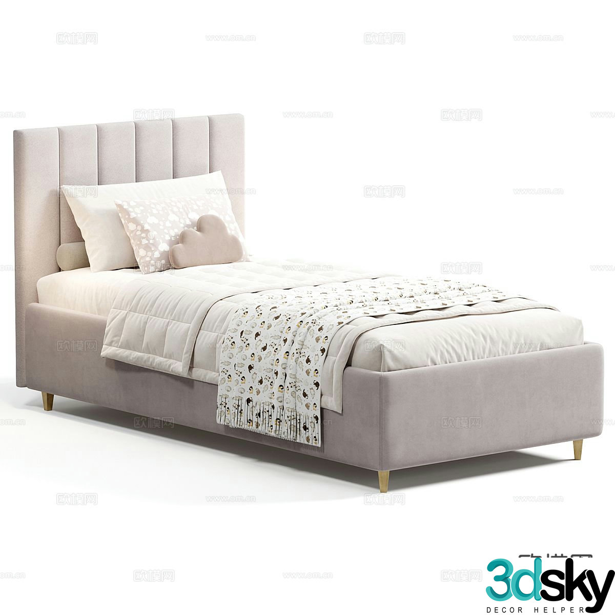 Modern single bed 3d model